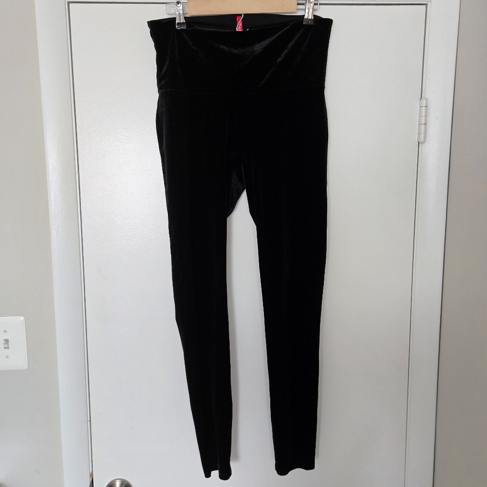 Spanx Black Velvet Leggings Size XL